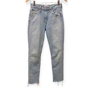 AGOLDE Lyle Sz 24 Midrise Fray Hem Jeans Women’s Stretch Light Wash Raw Hem